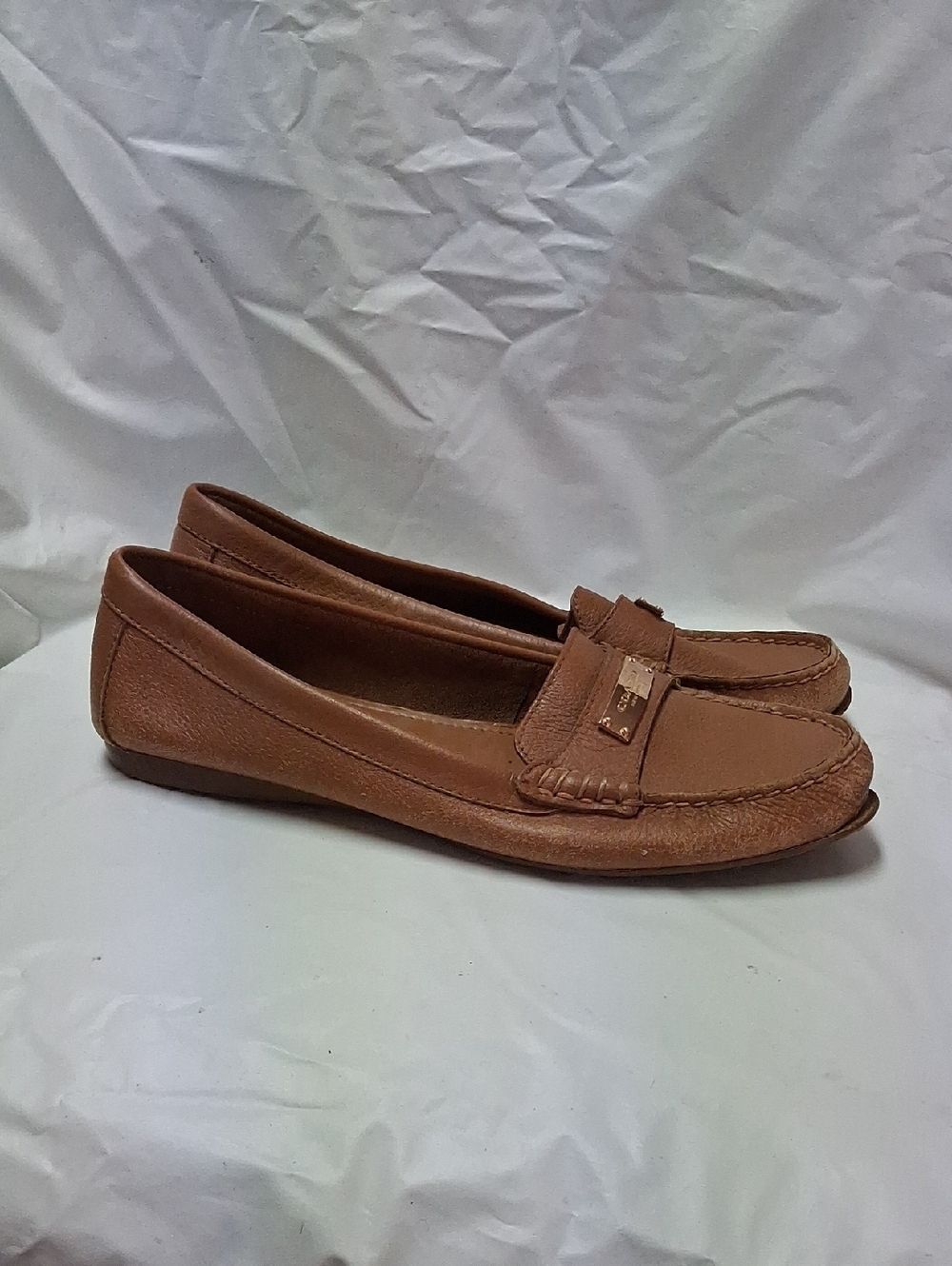 Coach Women's Tan Leather Moccasin Loafers Size 10B Preowned